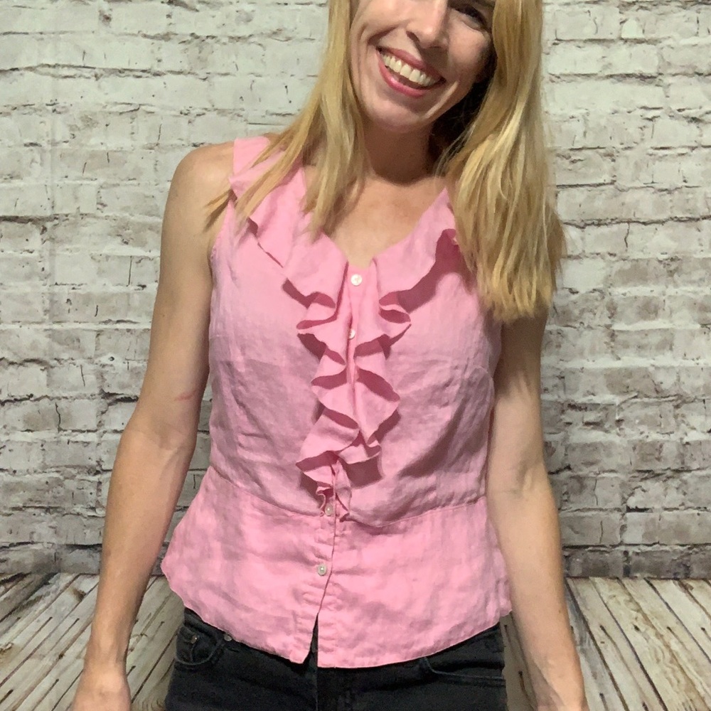 ‼️HAROLDS LINEN Ruffle Tank 2‼️ - Picture 2 of 8